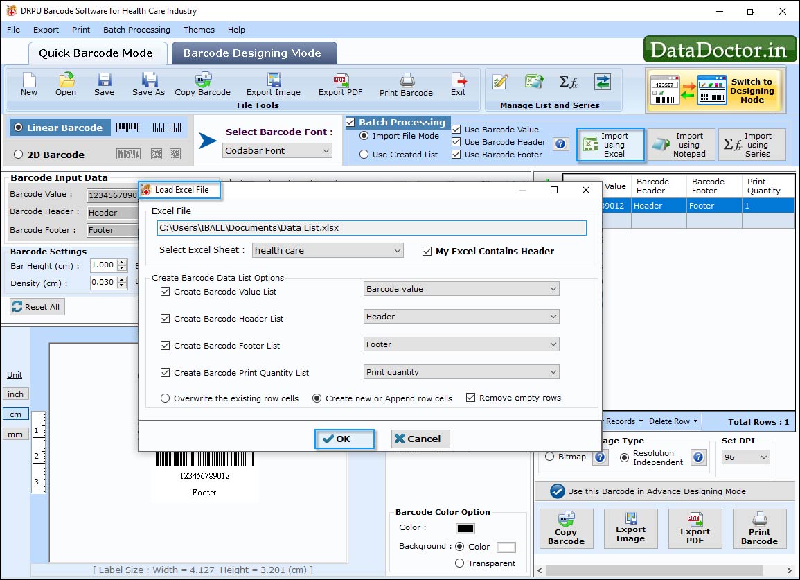 Barcode Label Maker for Health Care Industry