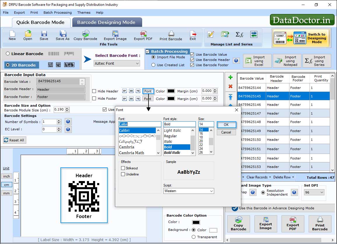 Barcode Label Maker for Packaging Supply