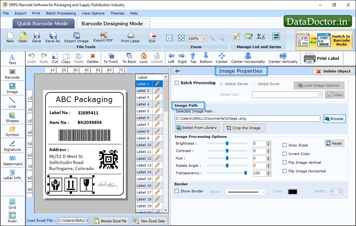 Barcode Label Maker for Packaging Supply