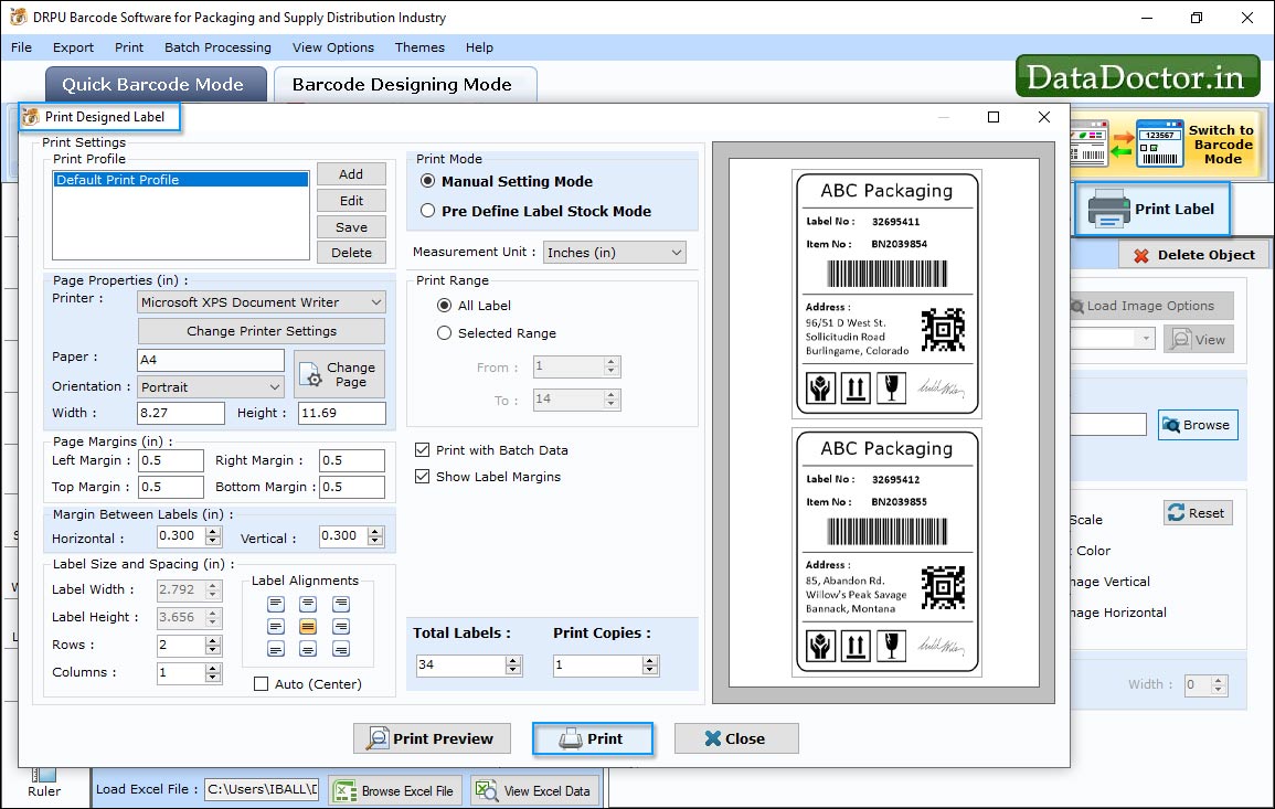 Barcode Label Maker for Packaging Supply