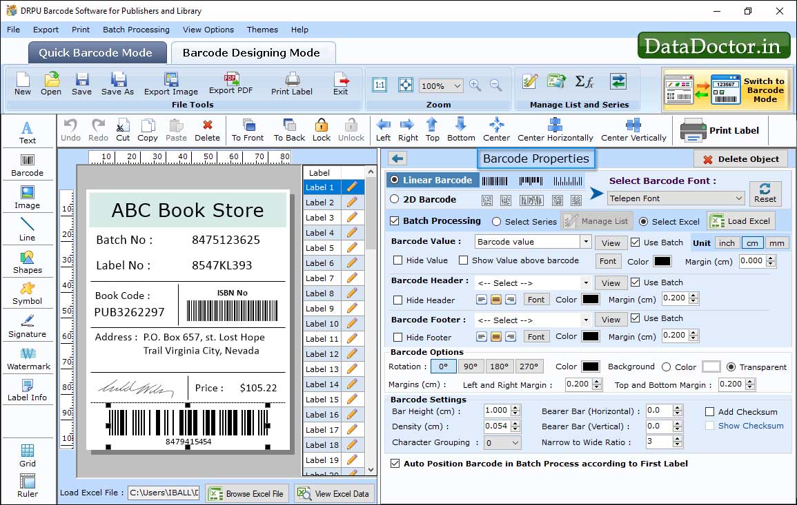 Barcode Label Maker for Publisher