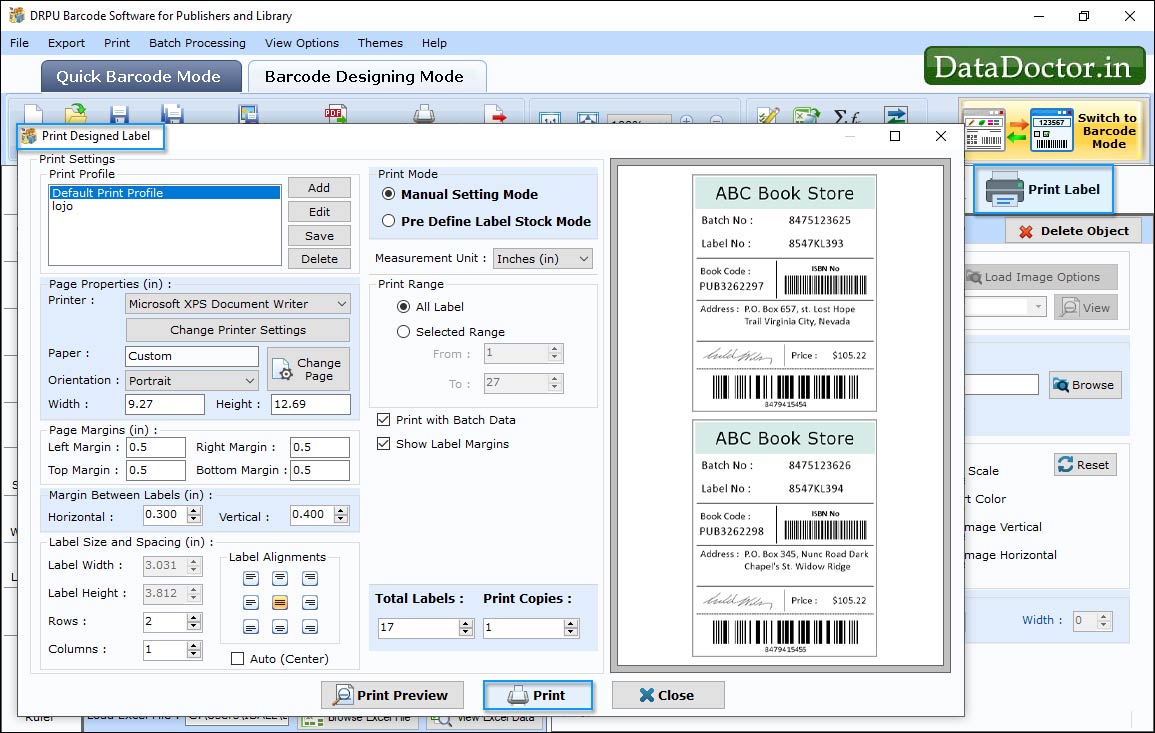 Barcode Label Maker for Publisher