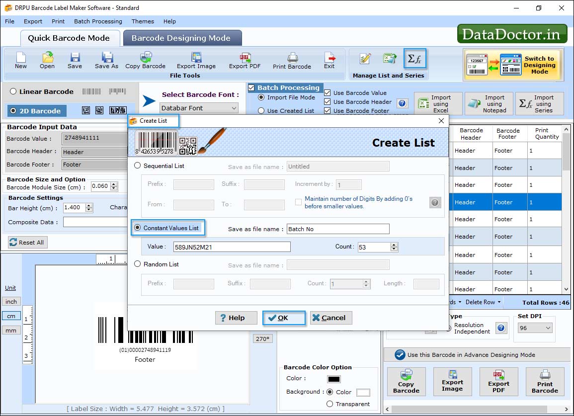 Barcode Label Maker - Standard