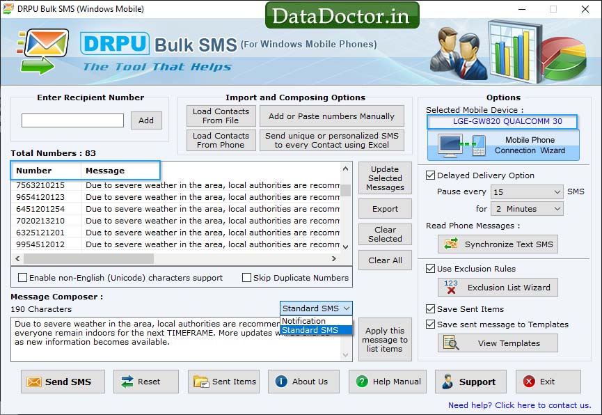 Bulk SMS Software for Windows Mobile Phones