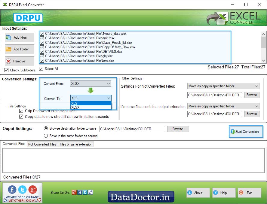 Conversion settings