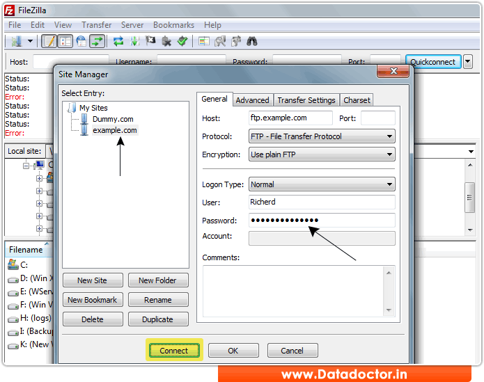 filezilla ssh key no password