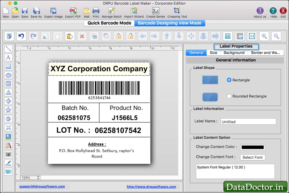 Mac Barcode Label Maker - Corporate Edition