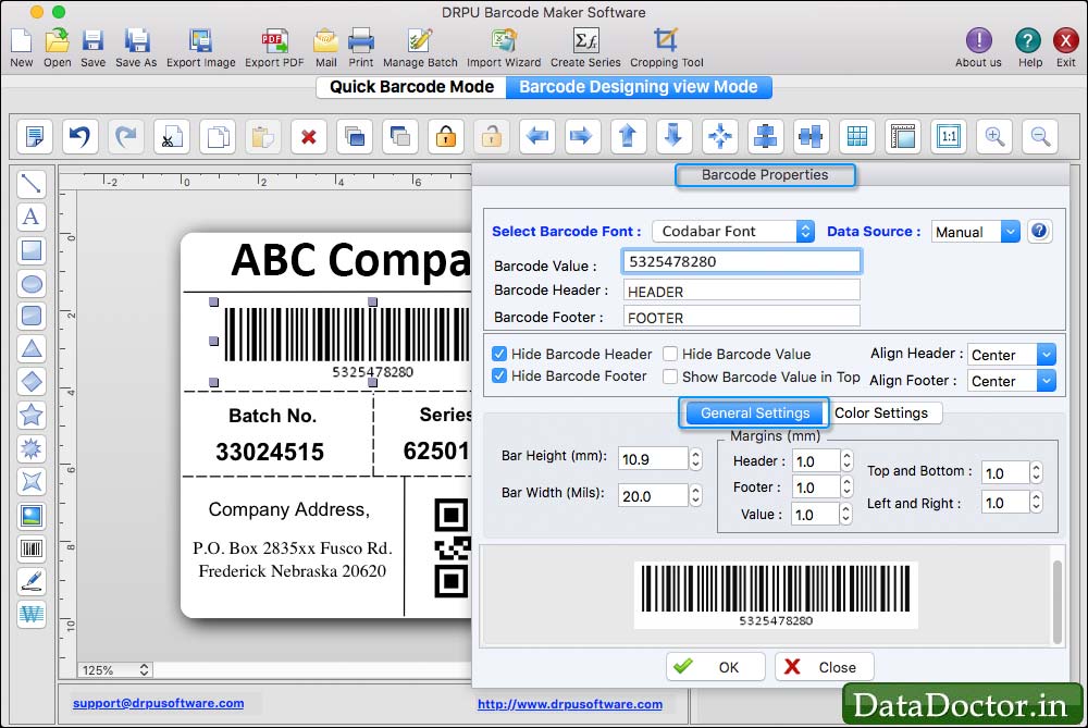 Hide Barcode header, footer and value.