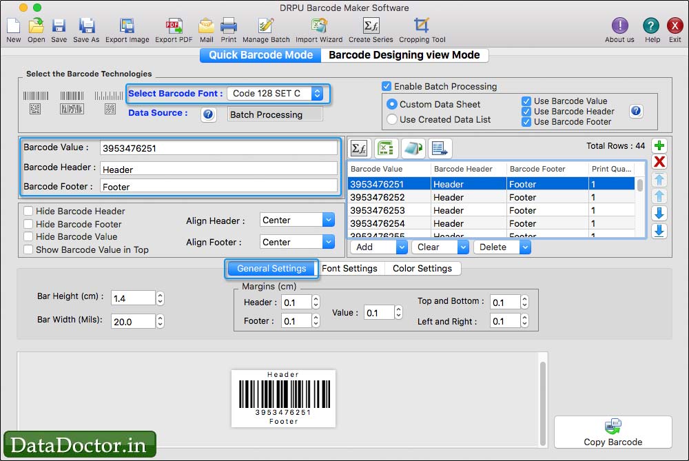 Create Barcode Label