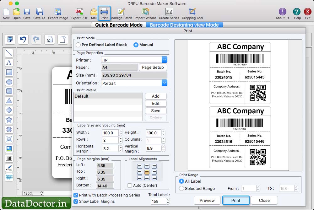 Print barcode label design