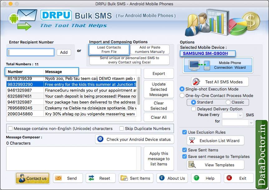 Mac Bulk SMS Software for Android Mobile Phones