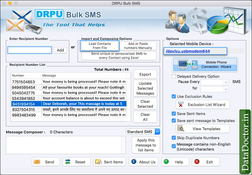 Mac Bulk SMS Software for GSM Mobile Phones