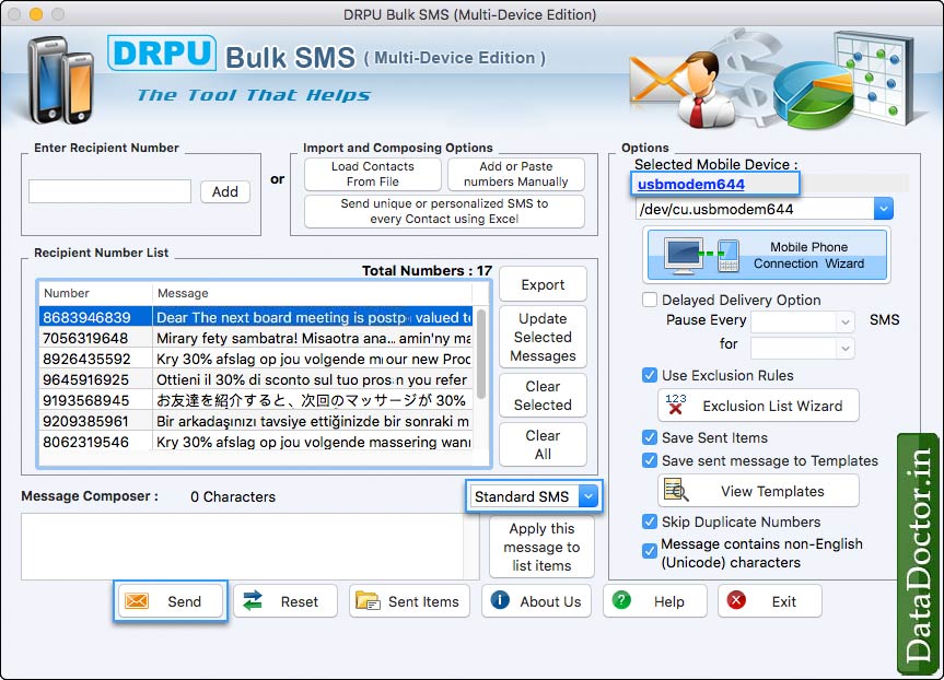 Mac Bulk SMS Software (Multi-Device Edition)