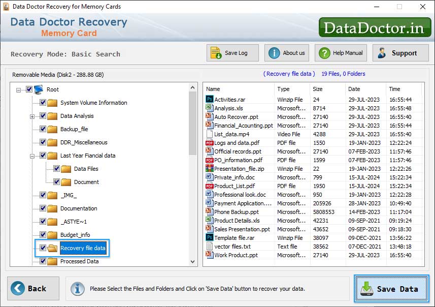 Save recovered data