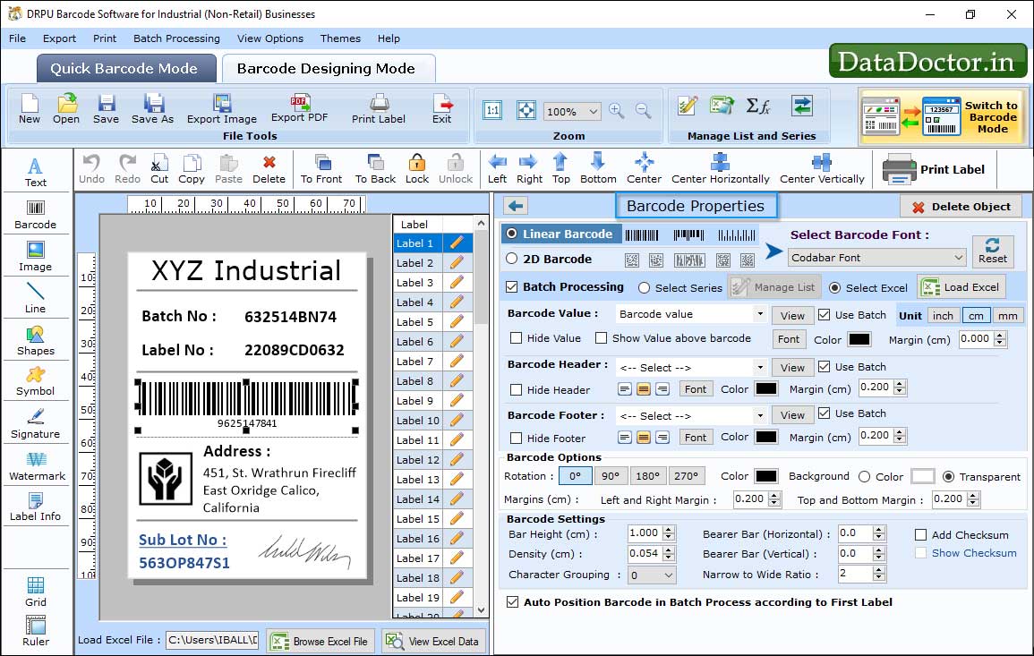 Barcode properties