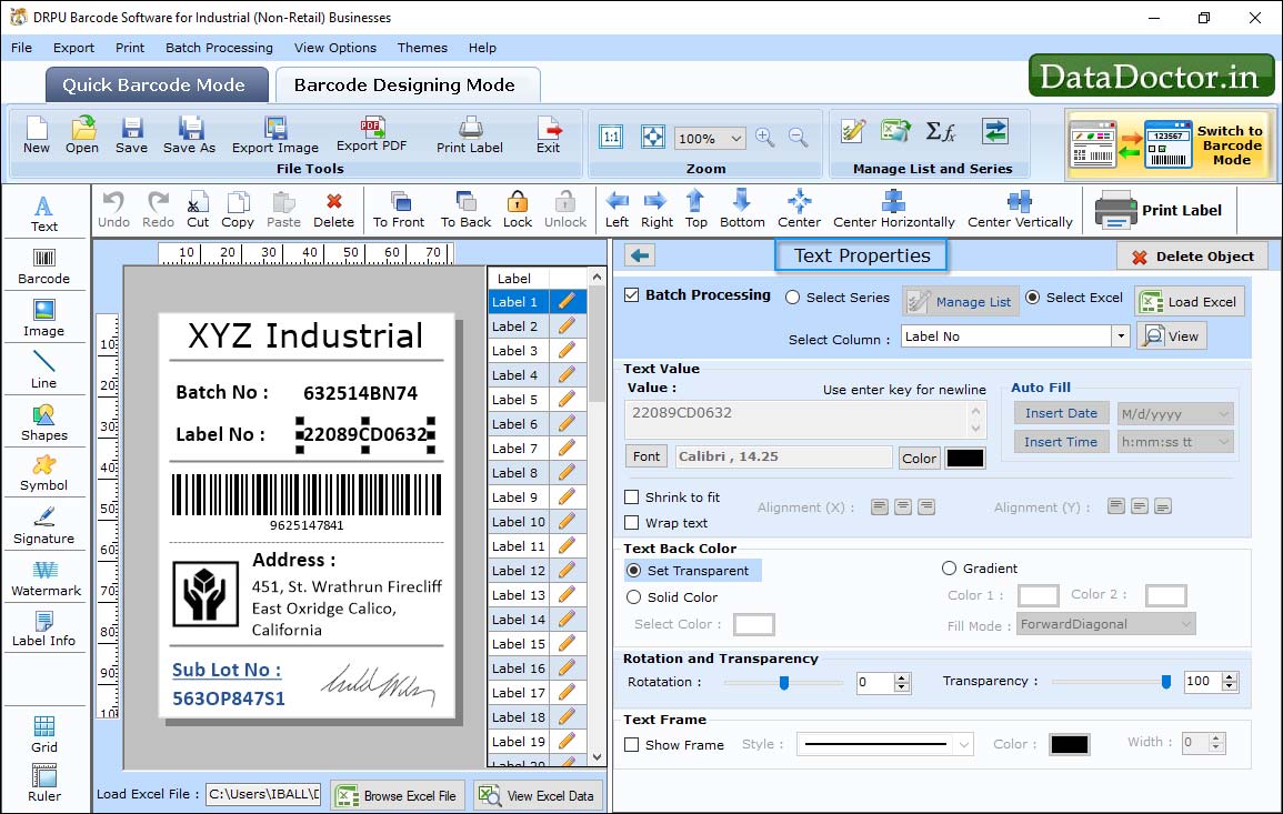 Barcode Label Maker for Industrial Manufacturing