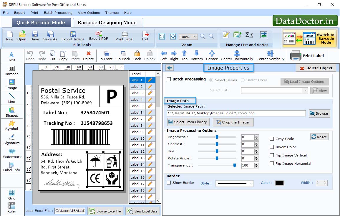 Barcode Label Maker for Post Office and Bank