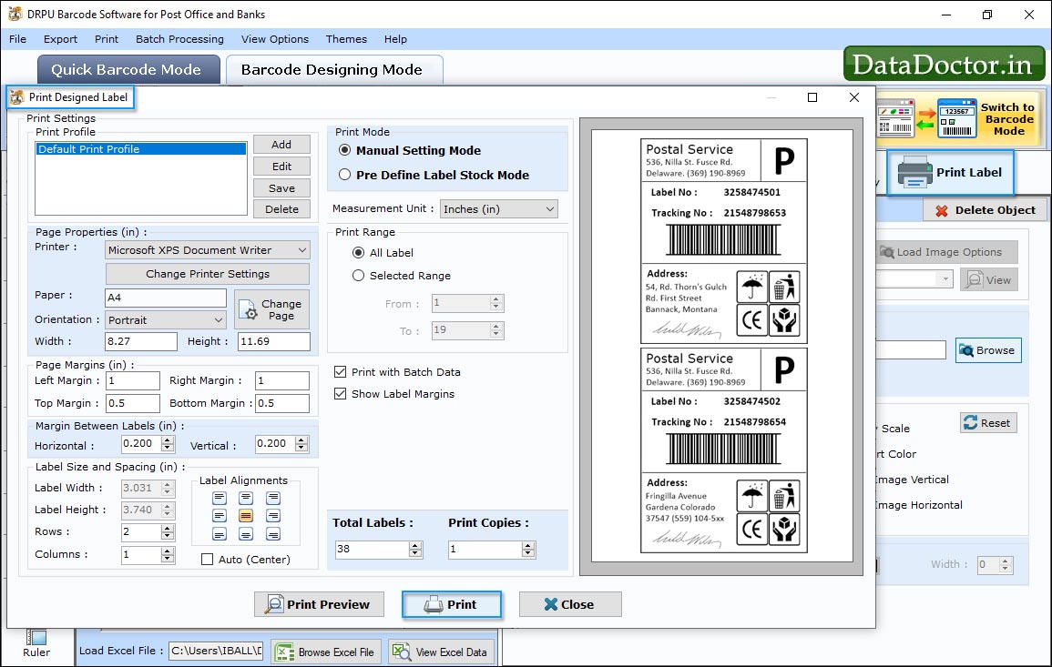 Barcode Label Maker for Post Office and Bank