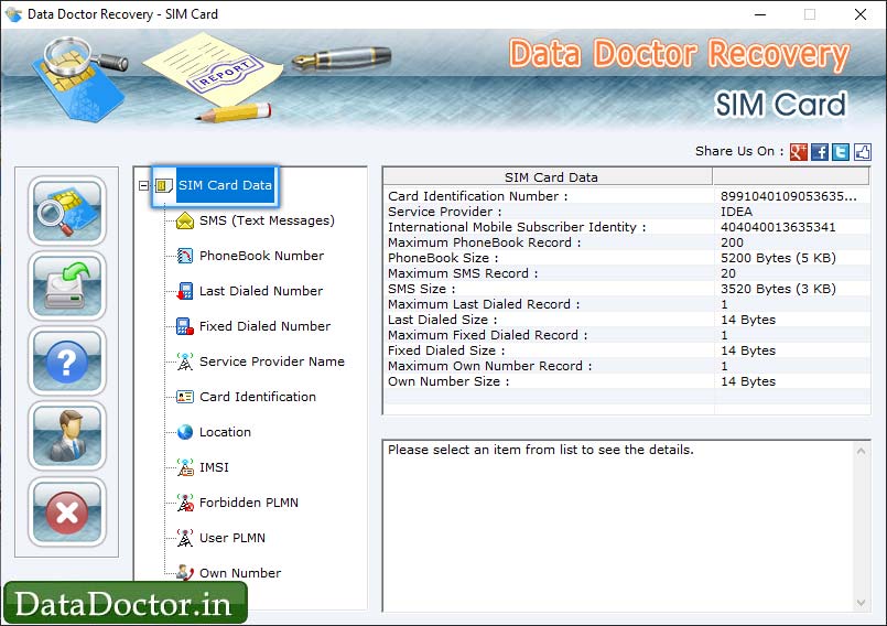 Sim card details